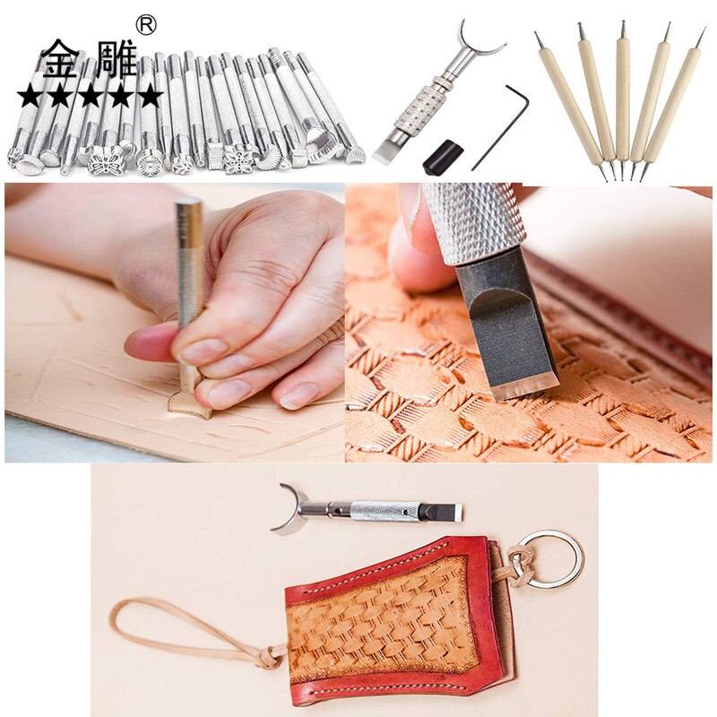 Kit de herramientas de trabajo para artesanía de cuero, punzón de punta de estampado artesanal, Agujero hueco, corte de estera, obra de arte de cuero DIY, 366 piezas