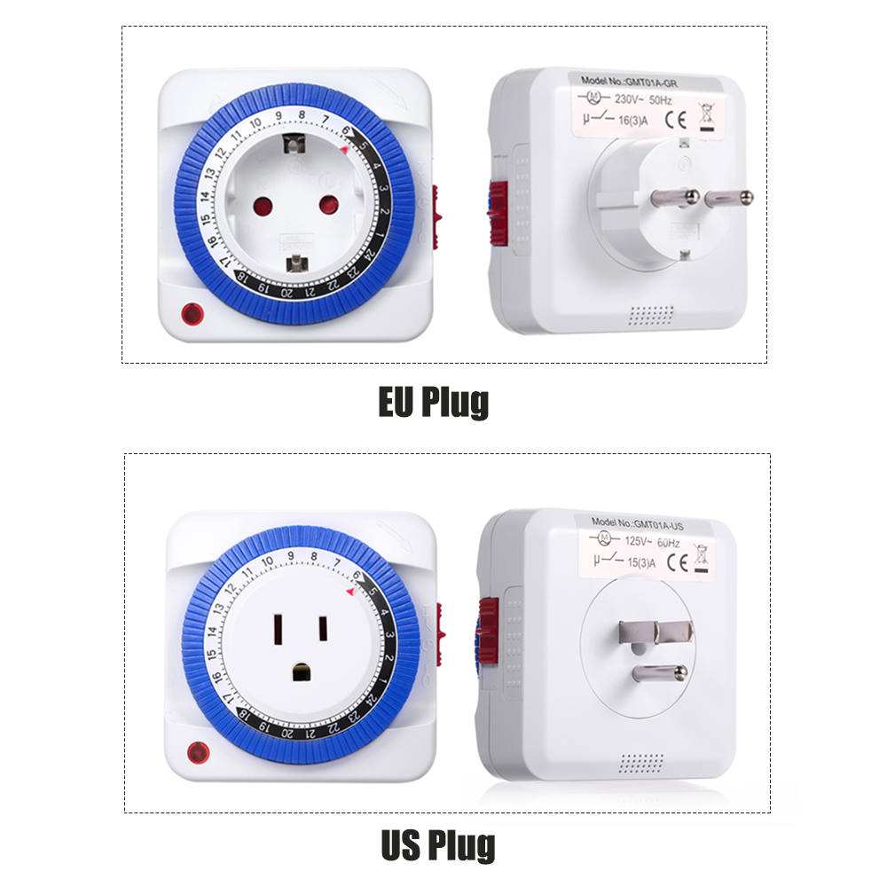 Timer Switch Socket 15 Minutes to 24 Hours 125V Timing Socket Time Controller Automatically Turn On Off Electrical Appliances