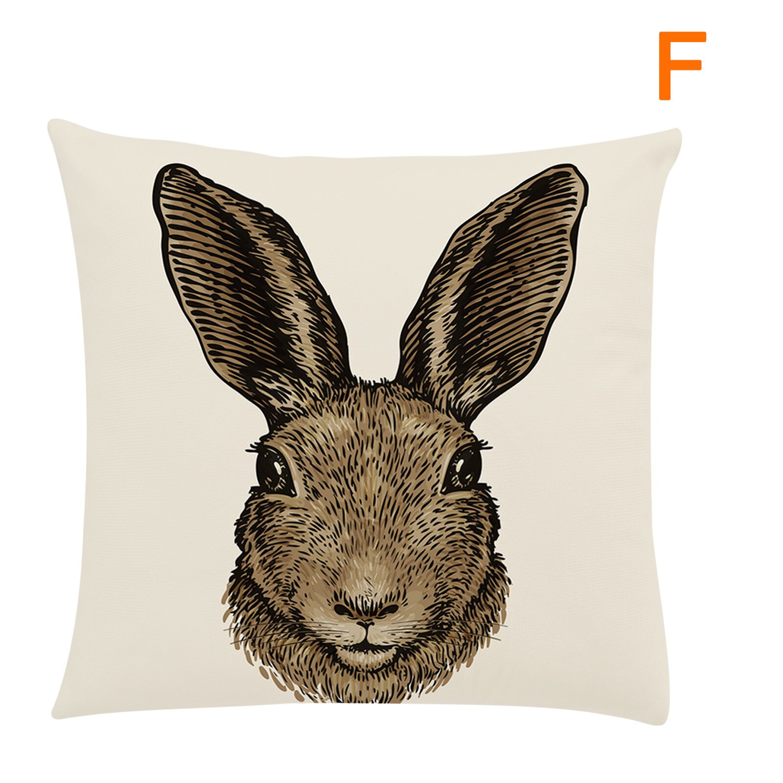 Top Selling Konijn Afdrukken Pasen Dag Kussen Cae Sofa Auto Kamer Kussenhoes Woondecoratie Accessoires: F