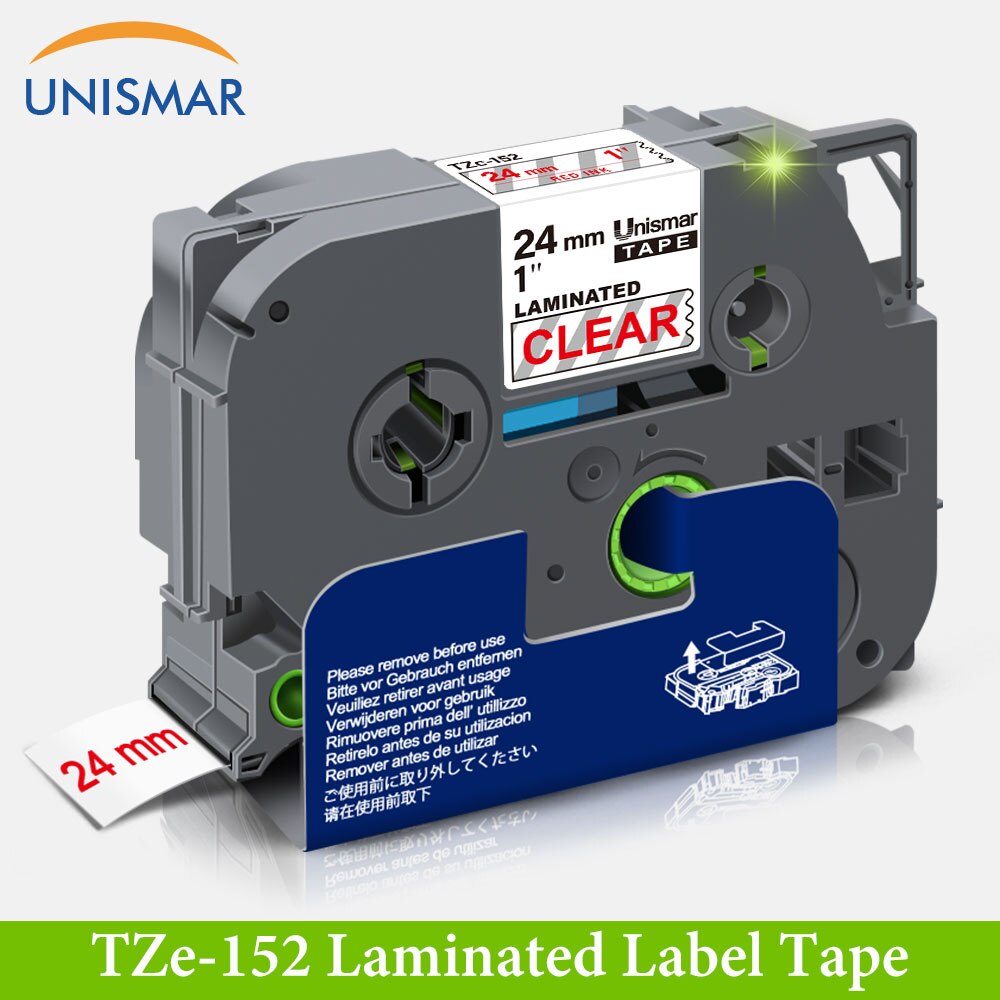 Unismar For Brother TZe 152 Label Tape 24mm TZe-152 TZe 251 Tape Red on Clear For Brother P touch Label Maker PT-9600 PT-D600