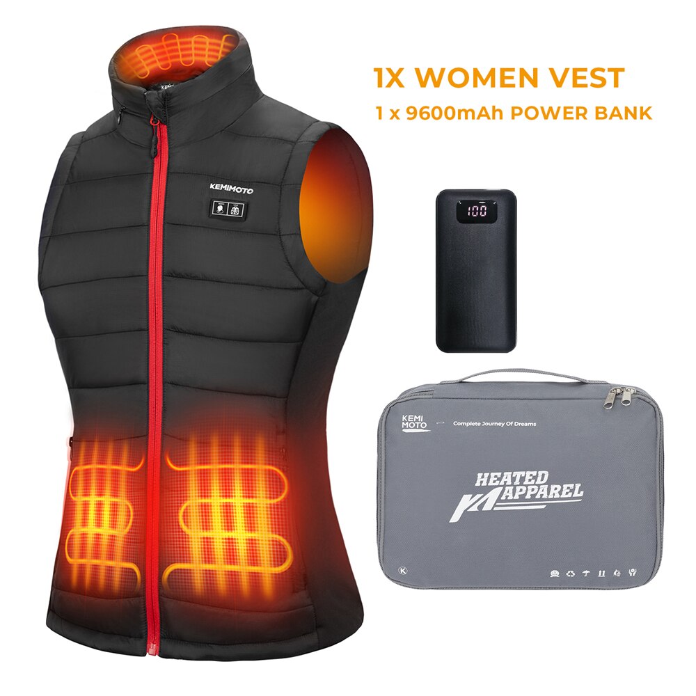 KEMIMOTO Heated Jacket Washable USB Heated Vest Winter Battery Motorcycle Skiing Bike Hiking Temperature Adjustable: WOMEN / L