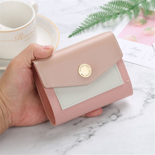 Women Zipper Leather Wallets Small Slim Coin Pocket Purse Ladies Wallets Card Holders Luxury Wallet Q8796542: Pink