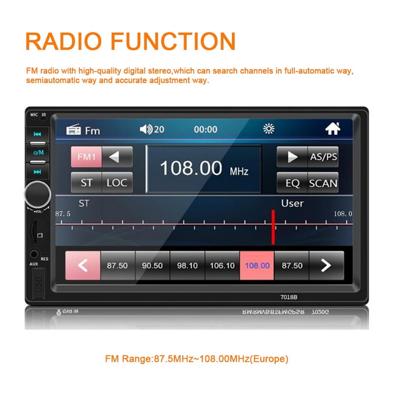 2 Din Car radio MP3 REPRODUCTOR DE PANTALLA TÁCTIL Bluetooth coche Autoradio radio Estéreo reproductor de cassette/FM/MP5/USB/AUX 7 pulgadas enlace espejo
