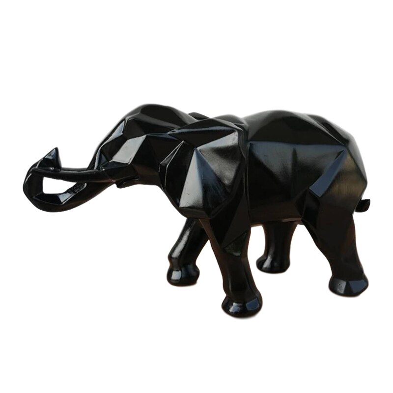 Modern abstrakt gyllene elefant staty harts prydnad hem dekoration tillbehör för elefant skulptur djur hantverk: Svart