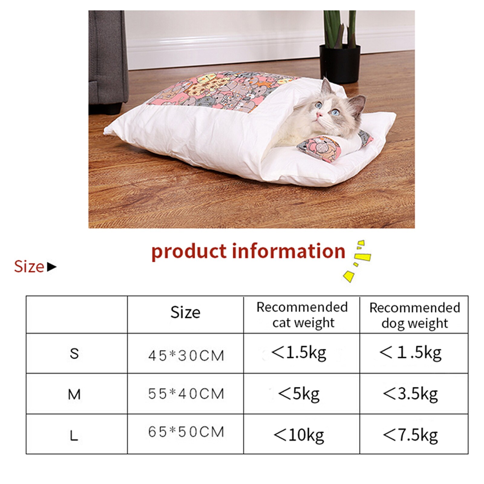 Cat Sleeping Sofa Cat Sleeping Bag Kennel Nest Small Pet Bed Sleeping Bag Removable Cat House Winter Warm Pet Beds Sofas Mat