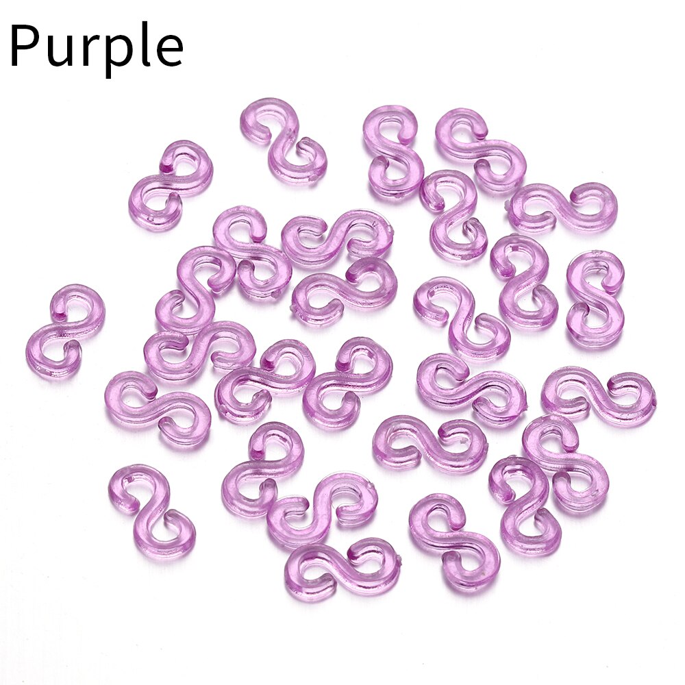 500pcs 11mm Acrylic S Clips Rubber Band Clips Plastic Jewelry Connectors For Necklace Bracelet Making DIY Colorful Clasp: Purple