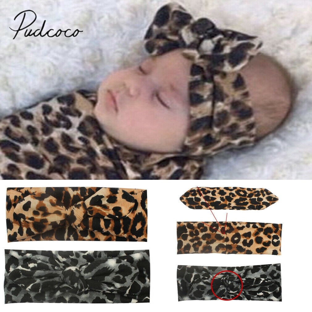 Accesorios para niños, niñas bebé niño pequeño turbante de leopardo extraíble con lazo anudado, sombrero, sombrero, banda para el pelo, diadema, para bebés,