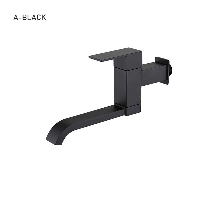 Waterval Wastafel Kraan Mop Zwembad Tap Matte Black Vierkante Badkamer Mop Kraan Outdoor Kraan Voor Garden Wall Mounted Koud Water tap: A-BLACK