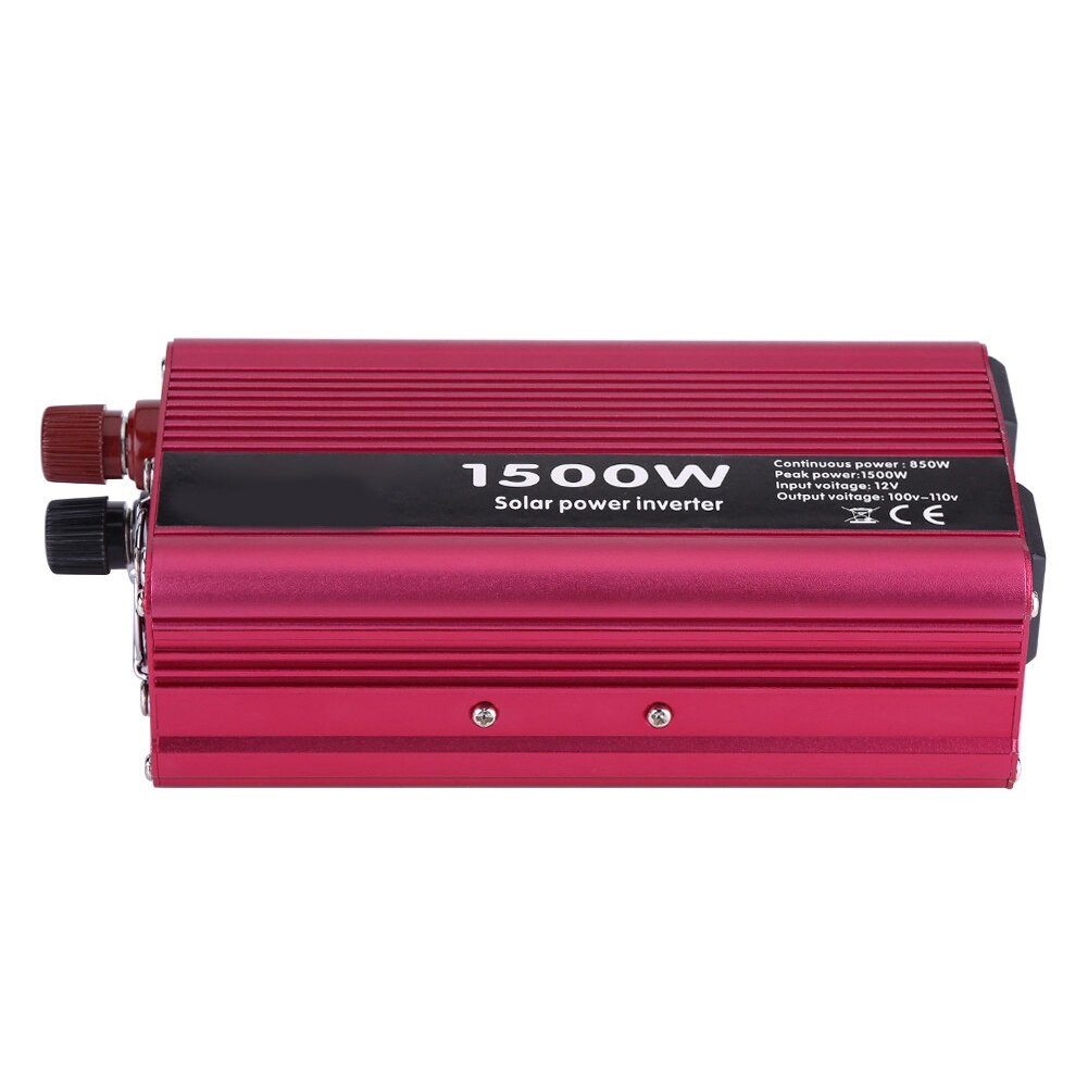 Rød 1500w dc 12v til  ac 220v power inverter converter med usb port 220 vac outlets indbygget køleventilator til hjemmebil udendørs brug