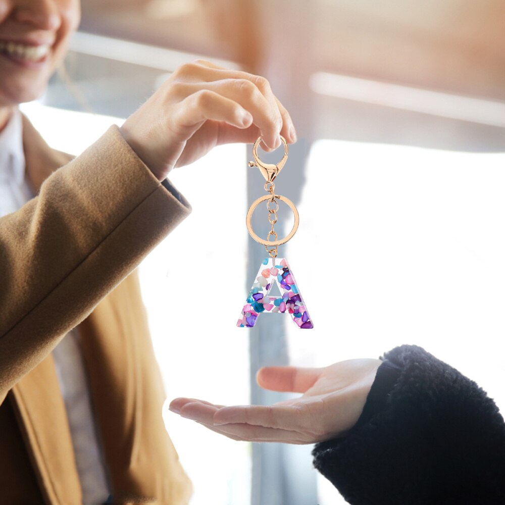 2pcs Keyrings Alphabet Colorful Key Rings Key Pendants Pendants Keychains for Girls Female