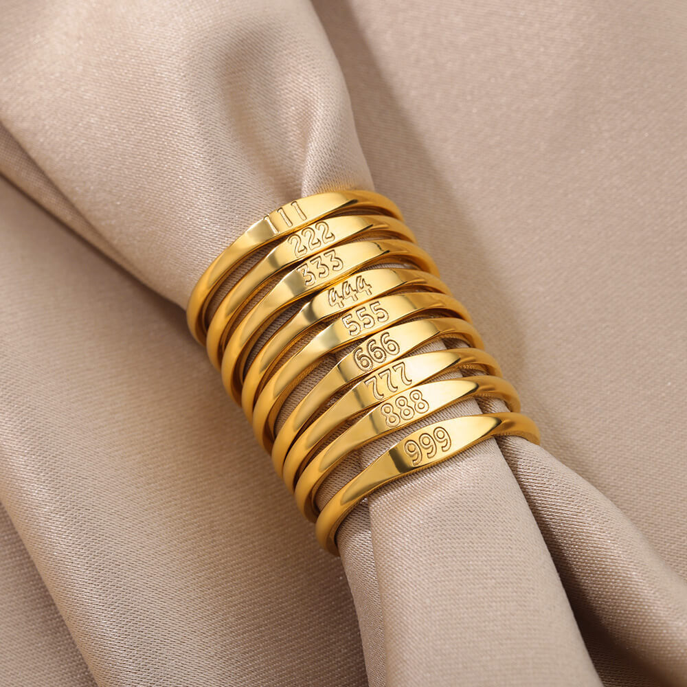 111 222 333 444 555 666 777 999 Engel Nummer Ringen Voor Vrouwen Rvs Ring Vintage Esthetische Retro Sieraden Anillos 2023