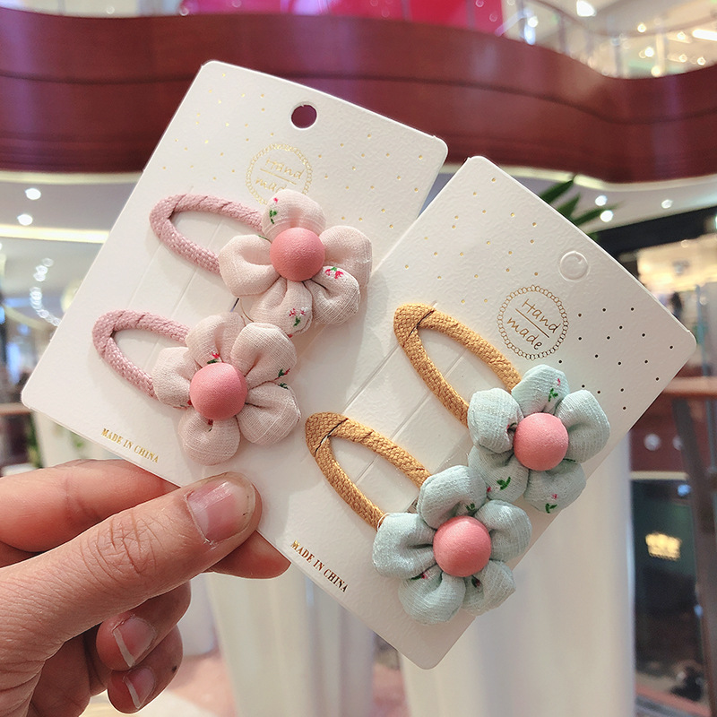2PC/Set Cute Grid Fabric Flower Hair Clips For Children Sweet Girls Barrettes Hair Grips Hair Accessories HeadWear Headdress