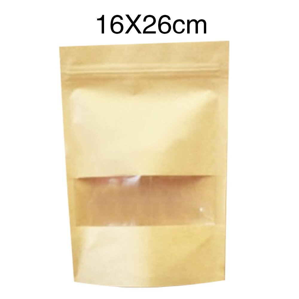 50 st robust matförseglingsficka genomskinliga paketpåsar kraftpapper slitstarkt självförslutande godispåse nötpåse skrubb: 16 x 26 x 4