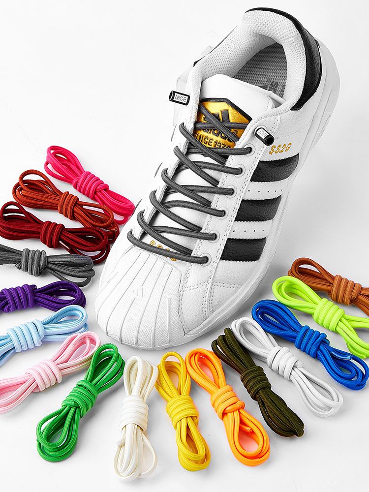 Joli verrouillage lacets sans attaches lacets élastiques baskets enfants adultes lacets de chaussures rapides bandes de caoutchouc rondes sans cravate chaussures