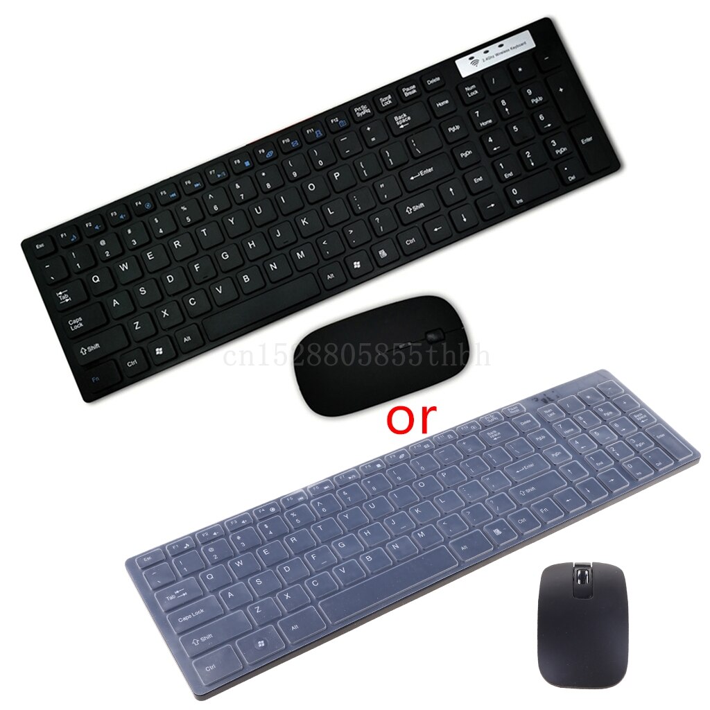 1 sæt universelt lydløst ultratyndt 2.4g trådløst tastatur og musesæt til bærbar pc-computer: Sort