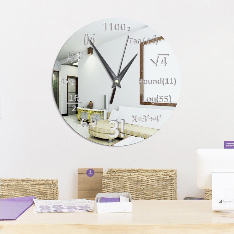 Mathematical equations acrylic mirror wall clock home home study bedroom living room wall decoration wall clock