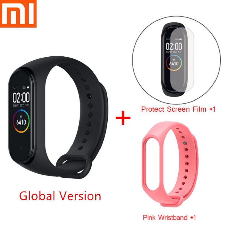 Versione globale Xiaomi Mi Band 4 Smart Bracelet impermeabile Fitness Tracker Sport Smart Band schermo AMOLED Bluetooth smartband: Global Pink Set