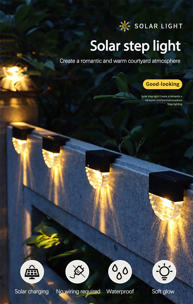 The ! Colorful Solar Stair Light Garden Step LED Waterproof Warm Light Step Lights Solar Led Light Outdoor Step Fence Lights