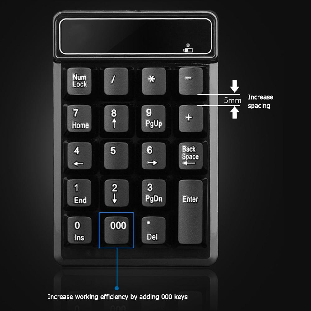 19 taster bluetooth ledning/trådløst numerisk tastatur mini numerisk tast digitalt trådløst tastatur for finansregnskap tastatur