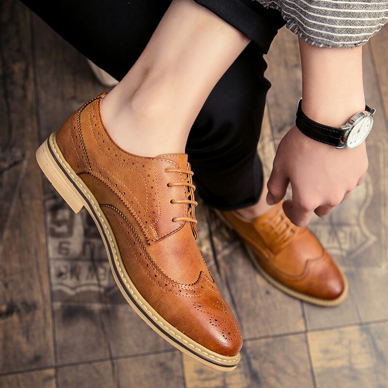 Chaussures pour hommes, chaussures habillées classiques, chaussures d'affaires formelles, chaussures en cuir rétro, chaussures richelieu pour hommes, chaussures à lacets, calzado hombre