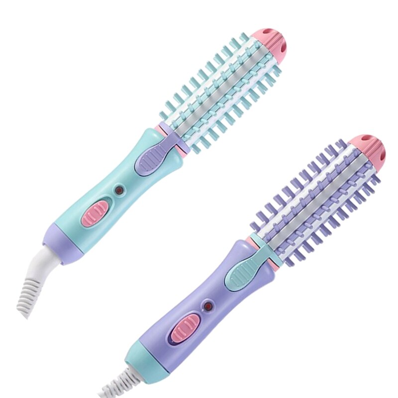 2 st elektrisk hårstyler locktång locktång torktumlare reseplattång keramisk jonisk hårrullare borste eu plug, blå