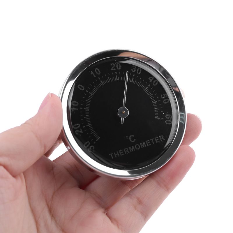 Mini 58mm, medidor de temperatura termometro para coche, terómetro analógico de Metal y aleación de aluminio con pegatina de doble cara