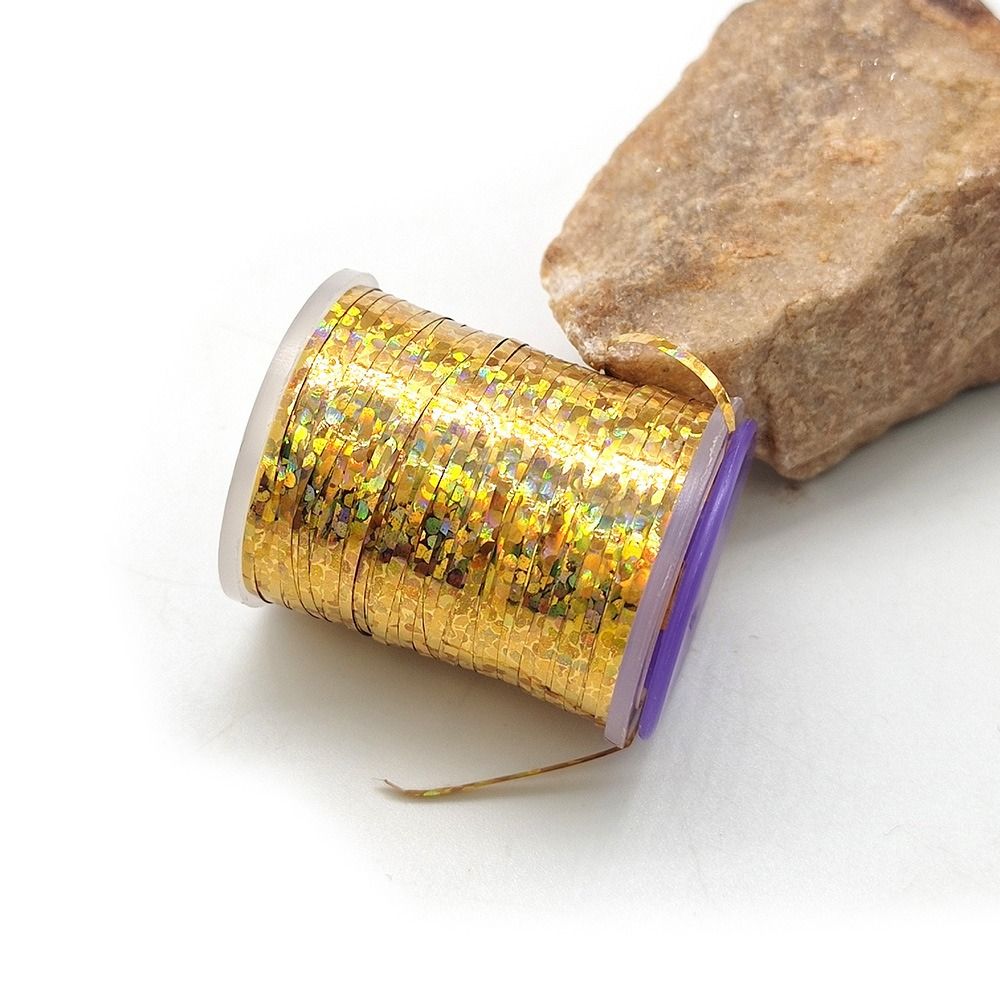 Fiskegrej holografisk flad glimmer 1mm 120 yard nymfetråd små fluebindingsmaterialer glimmer flash streamer fiskefluer: Hvid
