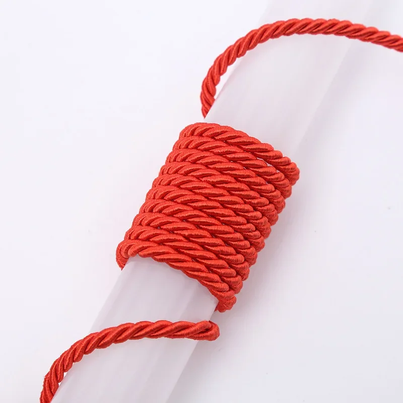 Corde en soie tressée à 3 plis de 5/10M, corde torsadée de 5mm, cordon torsadé en Polyester, garniture tressée, corde torsadée pour décoration artisanale de bricolage: 4mm / Argent Antique