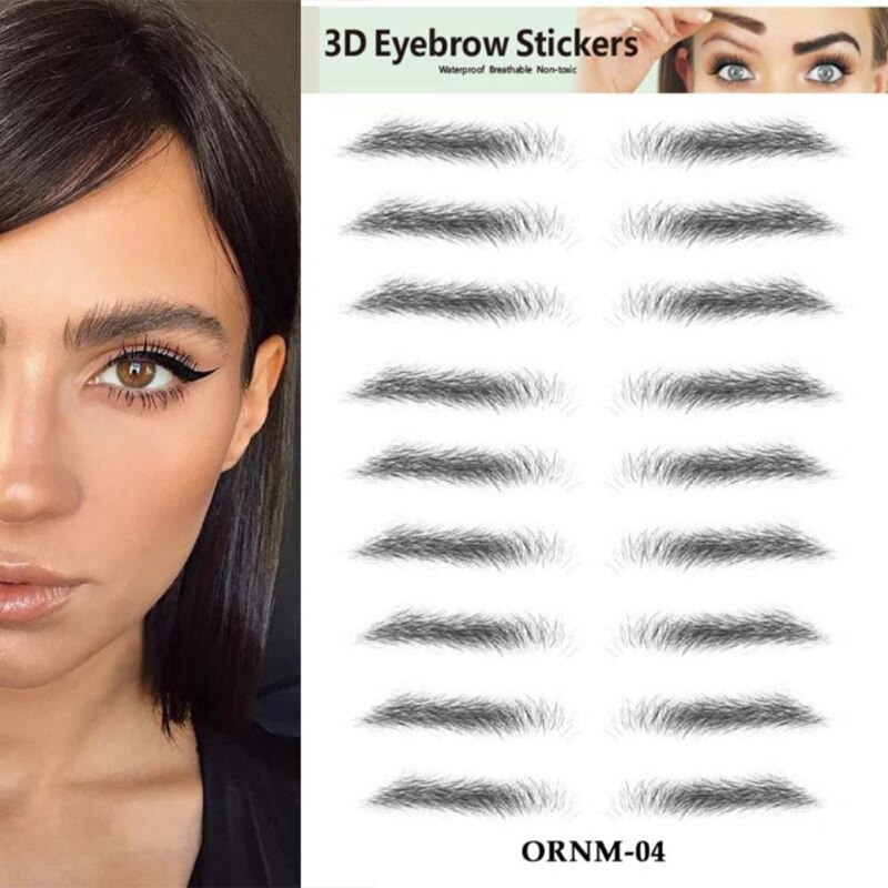 2 stücke 3D Haar-wie Augenbrauen Make-Up Wasserdicht Dauerhafte Augenbraue Aufkleber Wasser-basierend Stirn Aufkleber Falsche Augenbrauen Kosmetik neue Q20: 4