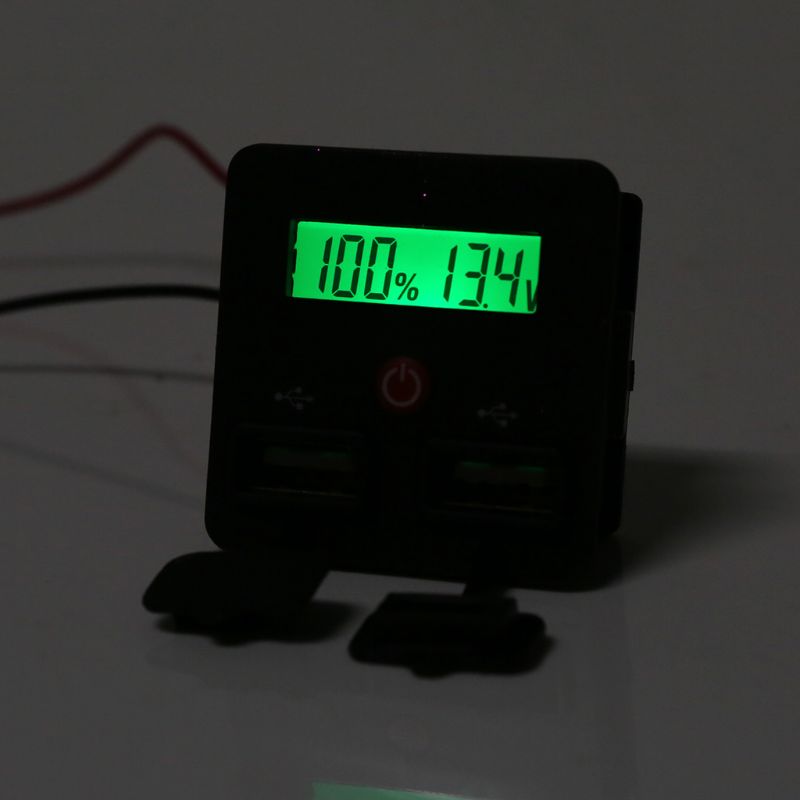 Universel 12v 24v batterikapacitet indikator voltmeter li-ion bly syre batteritester med usb opladerstik