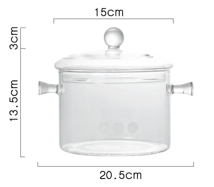 Glass Pot High Temperature Cooker Home Kitchen Tableware Binaural Soup Pot Electric Ceramic Stove Boiling Water Pot: Default Title