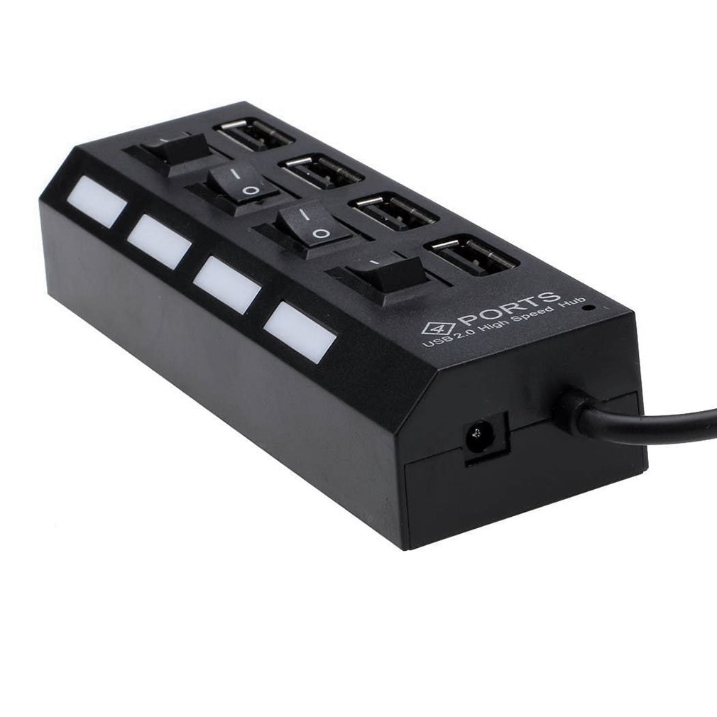 High Speed 4 Port USB 2.0 External Multi Expansion Hub ON OFF for Switch