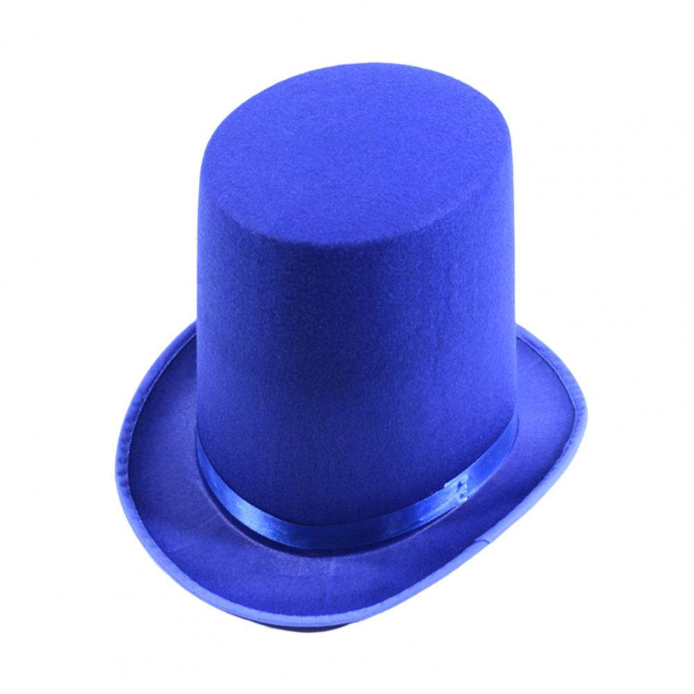 High Top Hat Magician High Hat British Black Jazz Topper Hat Court Gentleman Flat Felt Hats For Performances Role Play Christmas: Blue