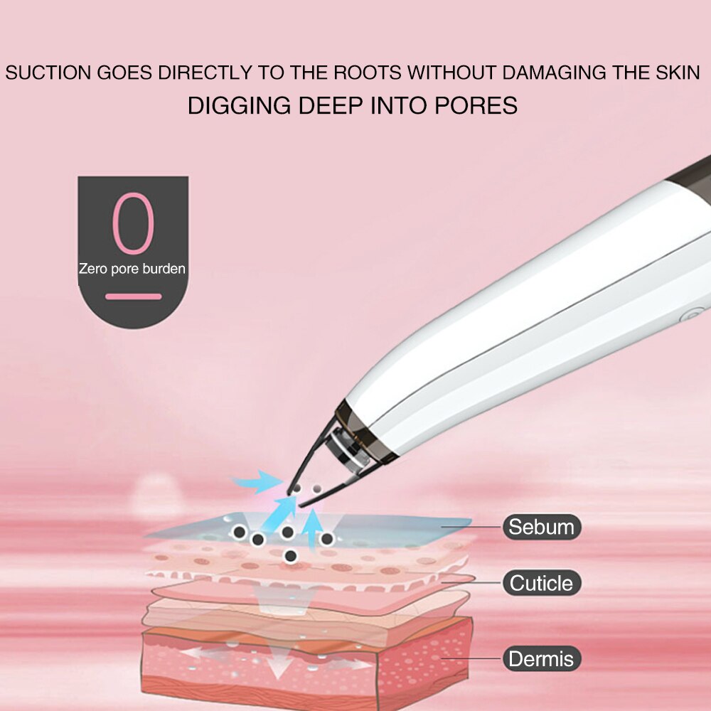 Electric Face Nose Vacuum Blackhead Pore Remover Suction Blackhead Pimple Acne Remover Cleaner with 6 Head Facial Skin Care Tool
