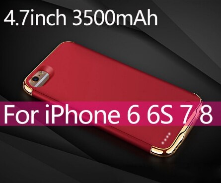 Slim Battery Charger Case For iphone 6 6s 7 8 Power Bank Case External Backup Charger Case For iphone 8 7 6 6s plus: 6 6s 7 8 Red