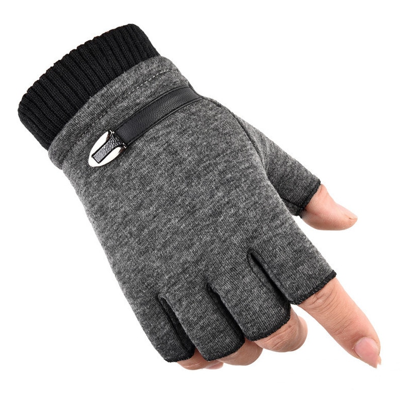 Unisex Warm Half Vinger Handschoenen Winter Handschoenen Vrouwen Mannen Fleece Stretch Vingerloze Pols Wanten Voor Outdoor Fiets Rijden Handschoen
