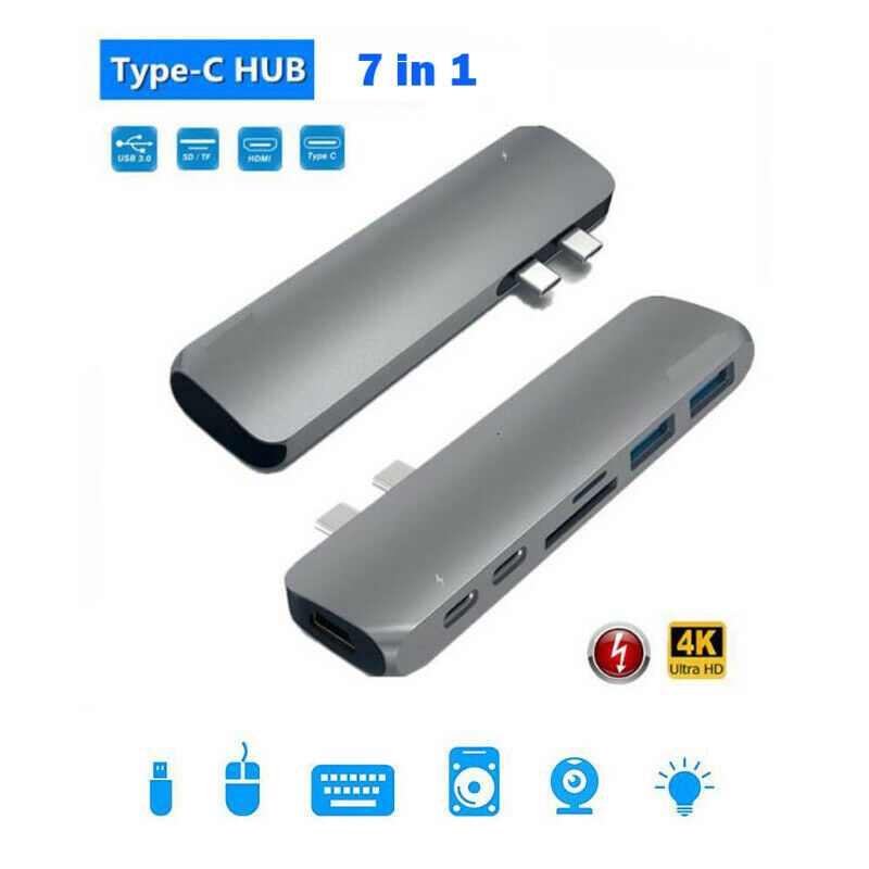 Newest 7 in 1 Adapter Dock with 4K HDMI PD USB 3.1 Type-C HUB Micro SD/TF Port Charge For MacBook Air Pro