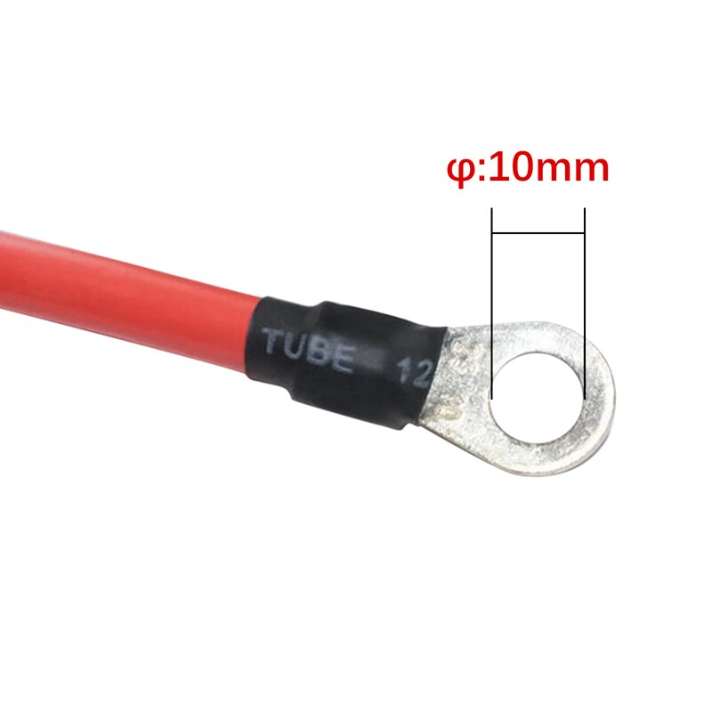 2Pcs 50Cm 5awg 100a Koperdraad Negatieve Batterij Grond Kabel Terminal Kit 16 Vierkante Batterij Connection Cable Cord lijn Met Lug