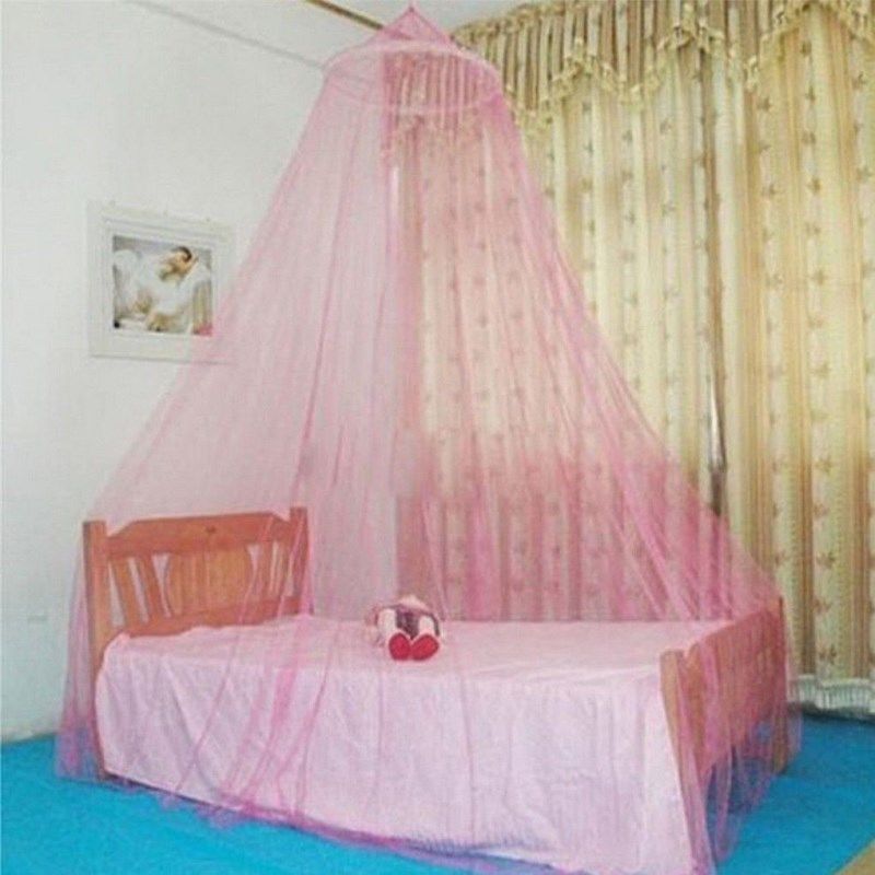 6 Color Classical romantic sweet princess students Outdoor hang dome mosquito nets Round Lace Insect Bed Canopy Netting Curtain: Pink