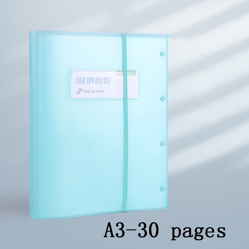 Portable Waterproof A3 Folder Business Office Strap File Storage Supplies School Student Test Paper Organizer Tools Accessories: A Green