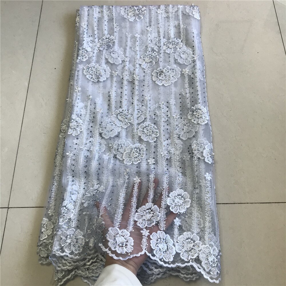 African style The latest Onion color net lace fabric with stones for party wedding cloth 5 yards