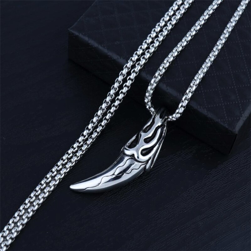 Punk Brave Men Wolf Tooth Pendant Necklaces Men Jewelry Fang Tooth Amulet Pendant Necklaces