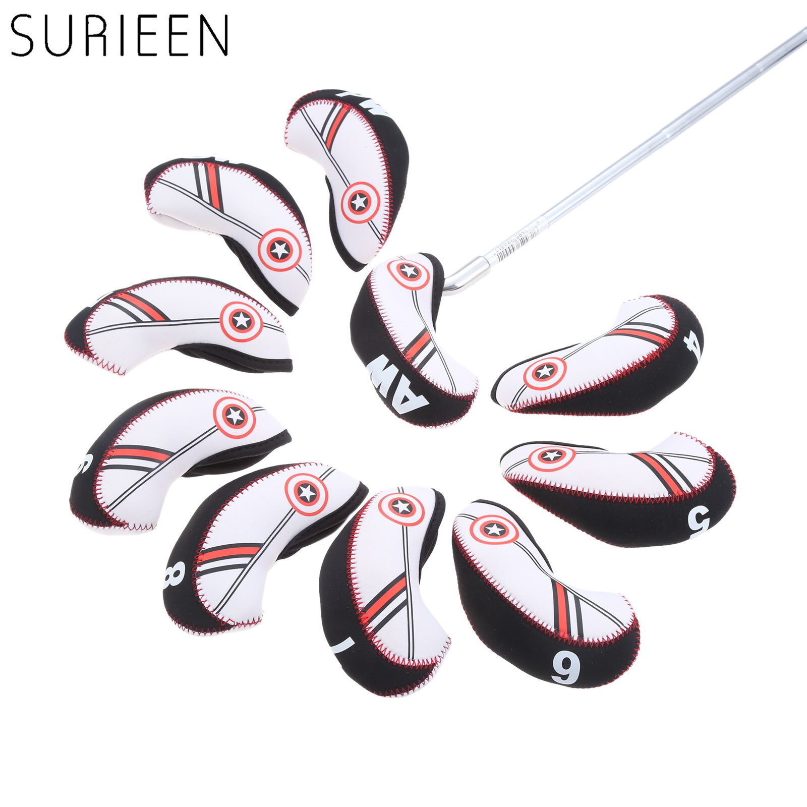 10pcs Neopreen Golf Club Head Cover Set Wedge/Ijzer/Putter Headcover Beschermer Beschermen Laarzen Case Golfer Training accessoires