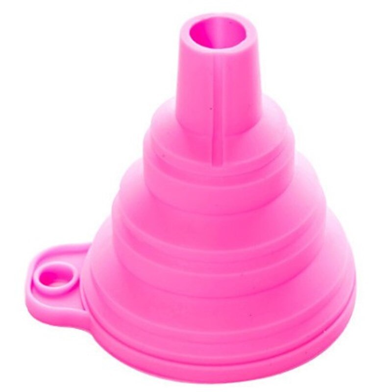 1Pcs Mini Opvouwbare Trechter Silicone Inklapbare Trechter Opvouwbare Draagbare Trechters Worden Opgehangen Huishoudelijke Vloeibare Doseren Keuken Gereedschap: pink