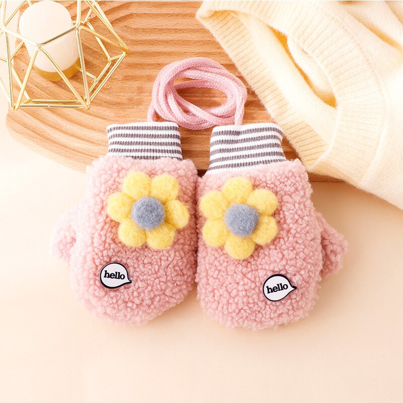 Warmom Karikatur Baby Fäustlinge Winter Warme freundlicher Baby Mädchen Handschuhe Acryl freundlicher Kleinkind Handschuh Handschoen Winter Handschuhe freundlicher 1-3Y: A Rosa