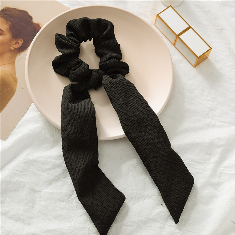 pañuelos para el pelo scrunchies diademas Coletero de seda Simple para mujer, cinta elástica suave, banda de goma para el pelo, accesorios para el cabello para niña lazos pelo niña gomas adornos trabas pelo mujer niña: black 28cm