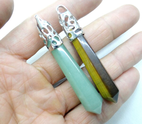 natürliche stein lapis Quarz kristall Opal tiger auge mischen säule chakra Anhänger charms Schmuck machen halskette 10PC