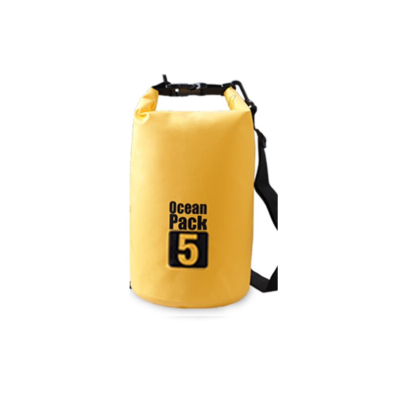 PVC Waterproof Dry Bag 2L 5L 10L 20L 30L Outdoor Diving Foldable Man Women Beach Swimming Bag Rafting River Ocean backpack: Yellow-5L