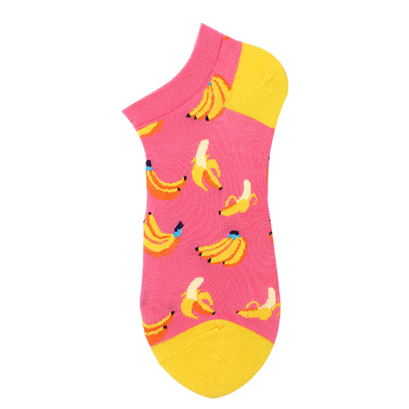 40 Style Colorful Short Socks Men Cotton Novelty Oil Painting Animals Food Avocado Casual Funny Ankle Sox: Light Red