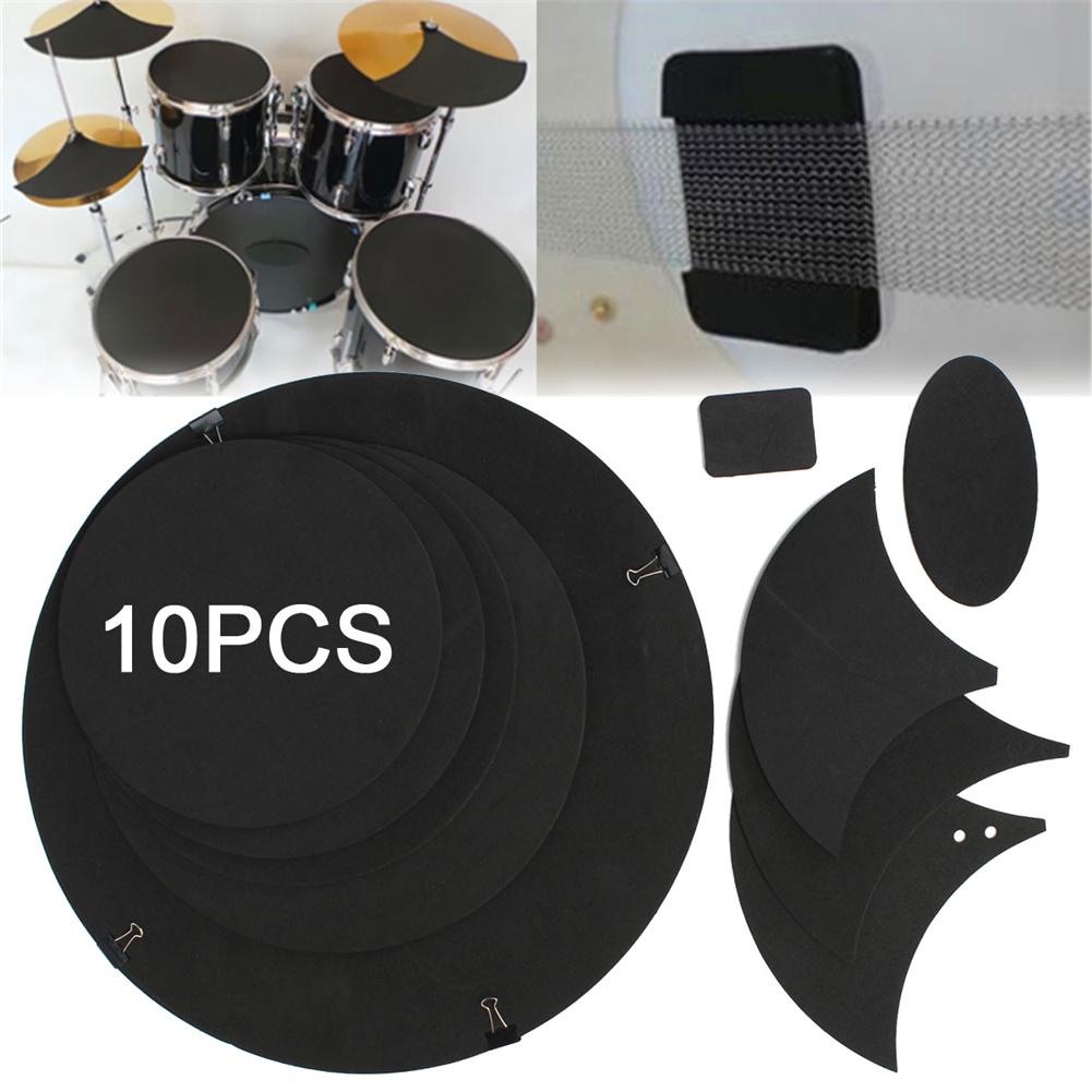 10Pcs/set Rubber Foam Tambor Bass Snare Drum Sound Off Quiet Mute Practice Pad Set Tambor Bateri Musical Instrument Accessory